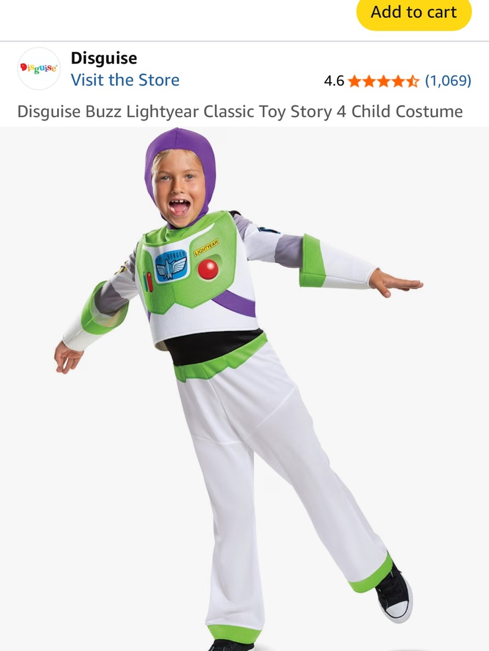 Buzz Lightyear Kids Costume, Size Small